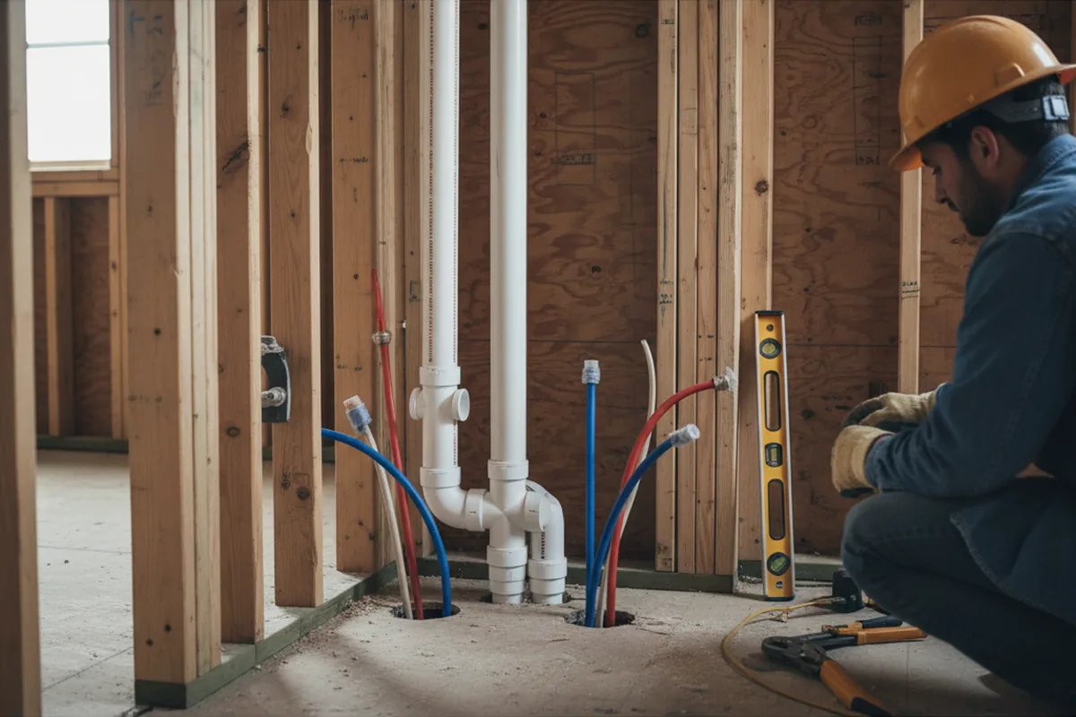 Drain and supply rough-in during Drain Cleaning in Burlington